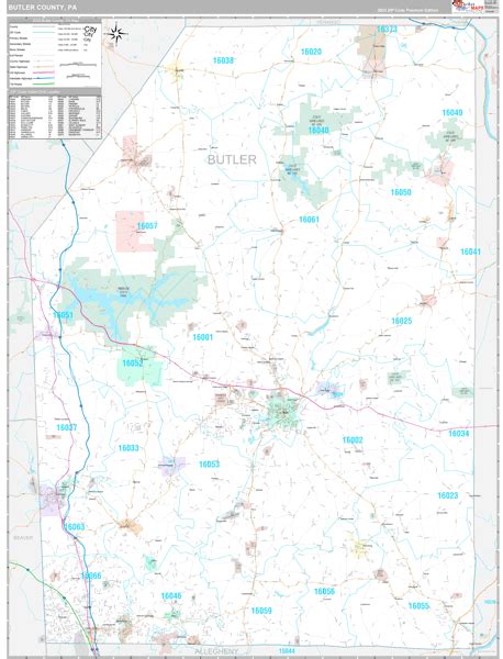 Butler County, PA Wall Map Premium Style by MarketMAPS - MapSales