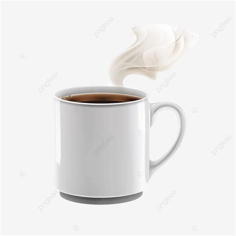 Realistic Coffee Mug With Smoke White Mug Cappuccino Drinking Png