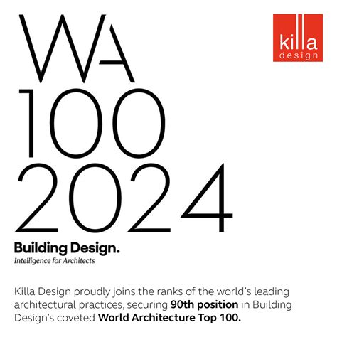 WA100: Killa Design Joins Ranks of World Leading Architectural Practices