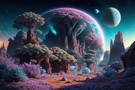 Premium AI Image | Alien Planet landscape