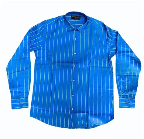 Men Sky Blue Stripes Cotton Shirt Casual Full Sleeves At Rs 550 In