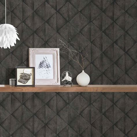 Livingwalls Industrial Papier Peint G Om Trique Effet B Ton Gris Noir