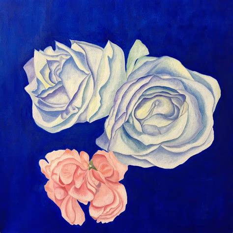 roses with blue background Painting by Xinxin Xu | Saatchi Art