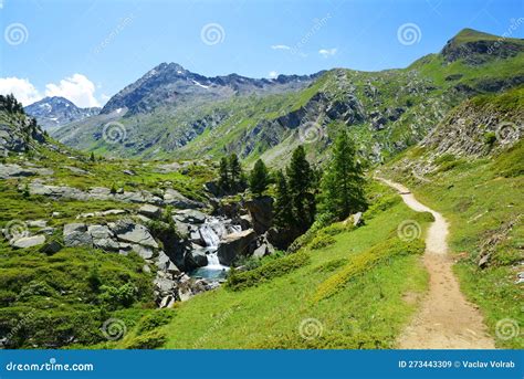 Gran Paradiso National Park. Hiking Trail in the Valle Di Bardoney