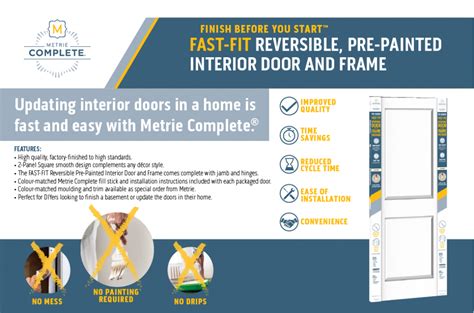 Metrie Complete Fast Fit Reversible Pre Painted Interior Door And