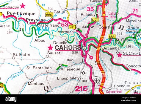 Cahors mapa ciudad Mapa Mapa de carreteras Fotografía de stock Alamy