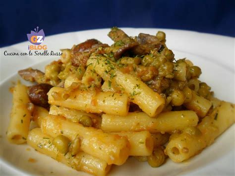 Rigatoni Alla Crema Di Porcini E Piselli Cucina Con Le Sorelle Russo