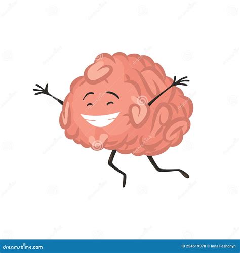 Brain Character Emotion Intelligence Emoji Is Smiling Cute Hero Brain