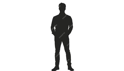 Vector Silhouette Of A Man Standing Black Color Isolated On White Background Premium Ai