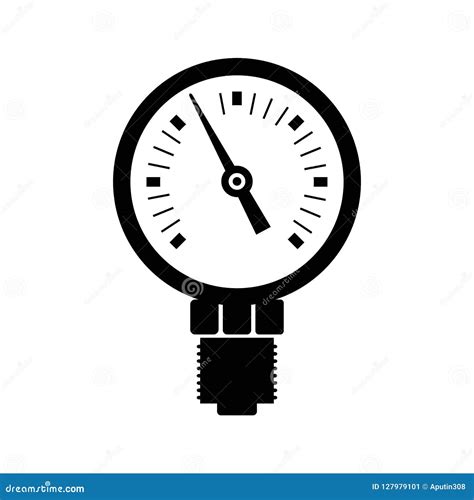 Pressure Gauge Plumbing Icon Black Isolated Stock Vector