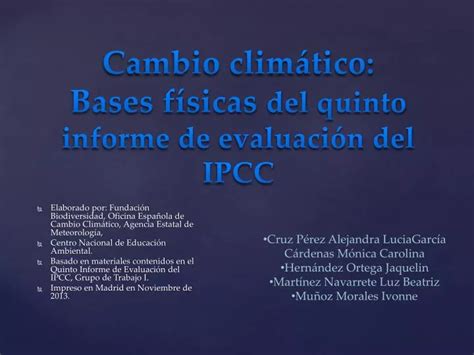 PPT Cambio climático Bases físicas d el quinto informe de evaluación