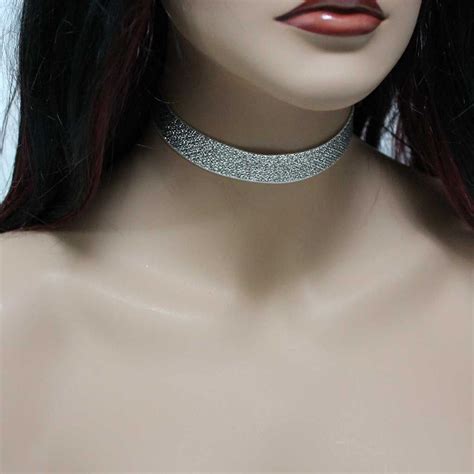 Silver Sparkly Choker Collar Chokers Silver Choker Chocker Necklace