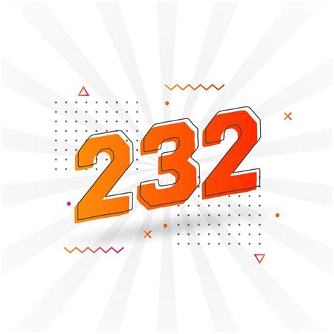 232 number vector font alphabet. Number 232 with decorative element ...