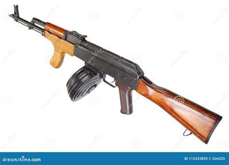 Ak Assault Rifle With Round Drum Magazine Stock Image Image Of