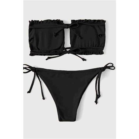Angelsin Brezilya Model Büzgülü Bağlamalı Bikini Altı Siyah Fiyatı