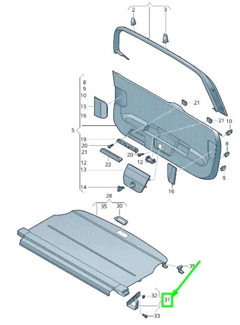 NEW VW PASSAT B8 3G Right Luggage Compartment Blind Bracket 3G9868550