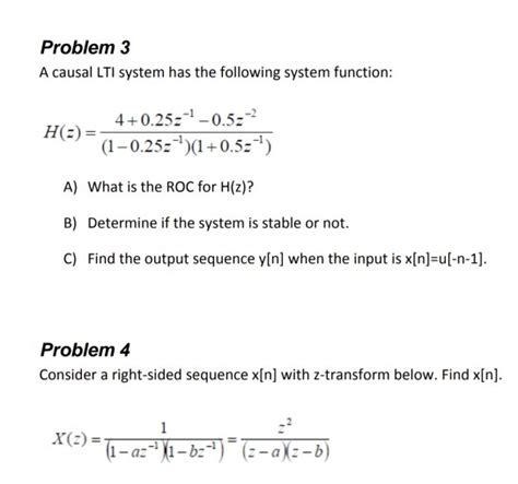 Solved Problem 1 Calculate The Z Transform Determine The