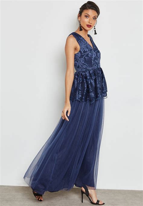 Buy True Decadence Navy Pelplum Tulle Dress For Women In Mena Worldwide