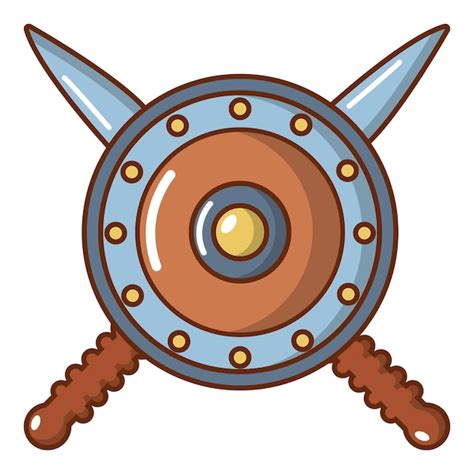 Premium Vector Shield And Swords Icon Cartoon Illustration Of Shield