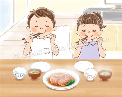 おいしそうにご飯を食べる子供イラスト イラストレーター小関恵子の仕事帖｜関西在住 大阪・京都・兵庫・滋賀