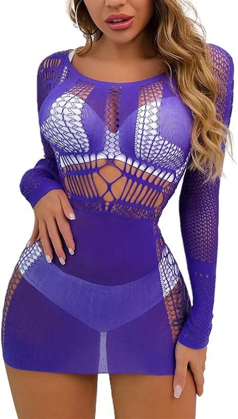 Skyauks Women S Mesh Dress Long Puff Sleeve Womens Lingerie Dress One Piece Babydoll Nightwear