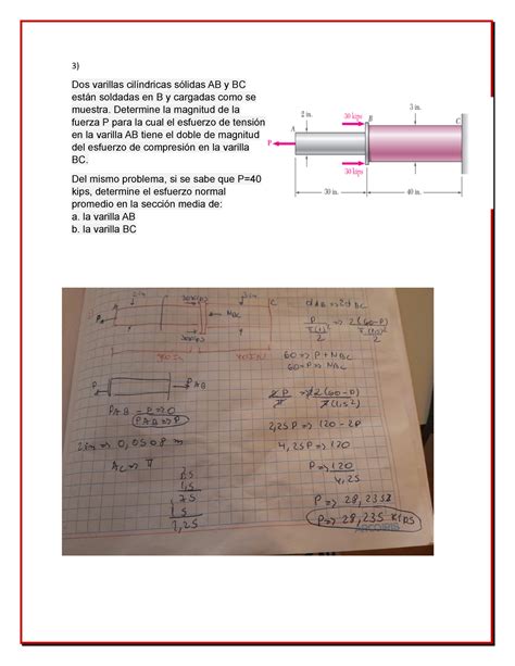 Tarea 1 Fuerzas y Esfuerzo Normal Dos varillas cilíndricas sólidas