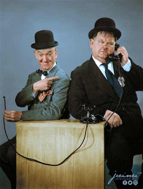 Laurel and Hardy - cca 1940 [736x970] colorized | Laurel and hardy ...