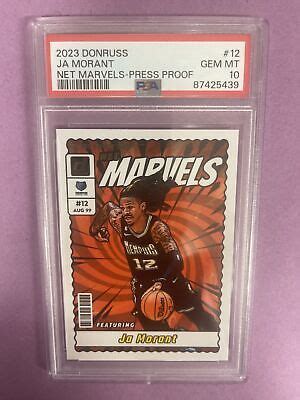 2023 24 Panini Donruss JA Morant 13 NET MARVELS PRESS PROOF PSA 10 GEM