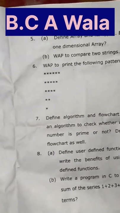 Object oriented programming using c++ " BCA 3rd sam " exam paper - YouTube