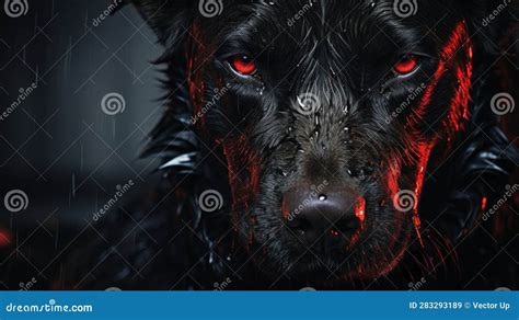 Black Dog with Red Eyes. Generative AI. Stock Illustration - Illustration of canine, face: 283293189