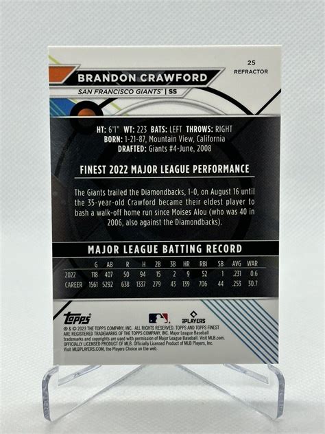 2023 Topps Finest Refractor 25 Brandon Crawford For Sale Online EBay