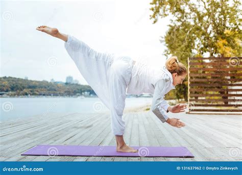 Female Yogi Balancing On The One Leg Stock Photo Image Of Recreation