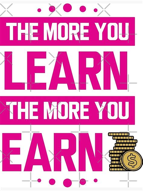 learn    earn  pink  white art print