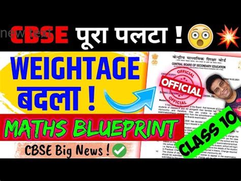 Mathematics Blueprint Class Cbse Board Exam Chapterwise