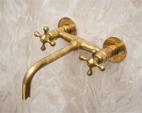 brass bathroom faucet handmade unique design  copperkesh wall