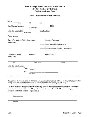 Fillable Online Sph Unc Application Form School Of Public Health Fax