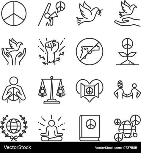 Human rights line icon set Royalty Free Vector Image