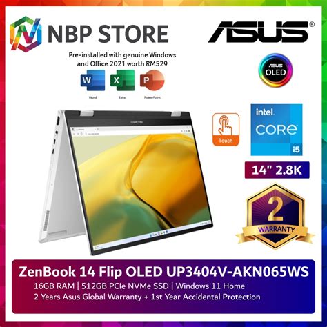 Asus Zenbook Flip Oled Up V Akn Ws K Touch In Laptop