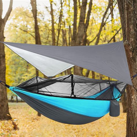 Portable Double Hammock with Mosquito Net, Lightweight Nylon Tent, 6 ...