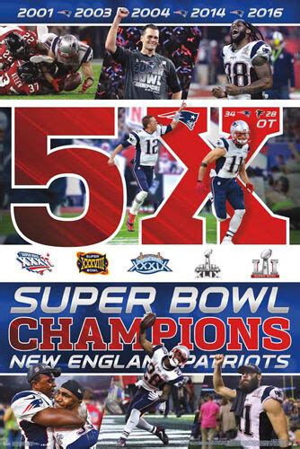 New England Patriots Super Bowl Li 2017 Champs Commemorative 24x36 Wall Poster Ebay