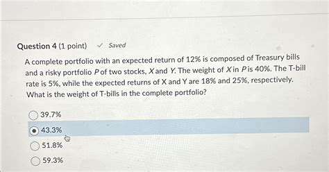 Solved Question Point Saveda Complete Portfolio Chegg