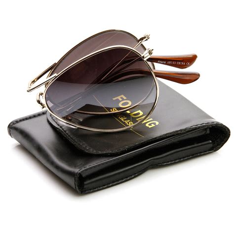 Folding Compact Fold Up Pocket Metal Aviator Sunglasses Case Sunglassla