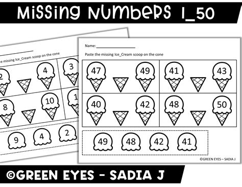 Missing Numbers 1-50 – Seven Worksheets / FREE Printable - Worksheets Library