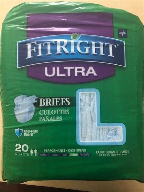 Fitright Ultra Briefs Large Adult Diapers 20 Quantity Fits 48 58 Inches