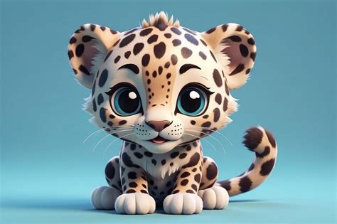 Premium Photo A Cute Adorable Baby Leopard Rendered In The Style Of