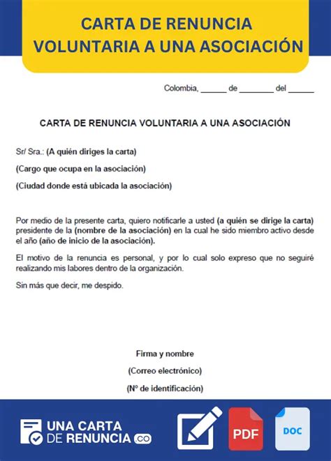 ᐅ Carta de Renuncia Voluntaria a una Asociación Ejemplos