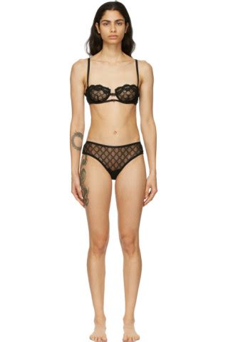 Gucci Black Tulle GG Balconette Lingerie Set SSENSE Canada