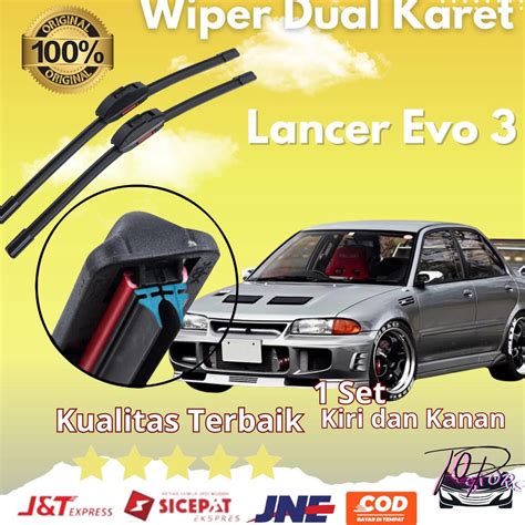 Jual Wiper Double Karet Mitsubishi Lancer Evo 3 Frameless 1 Set Kiri