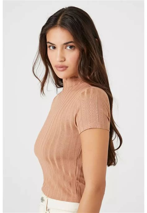 Buy Forever 21 Ribbed Mock Neck Crop Top 2024 Online Zalora Philippines