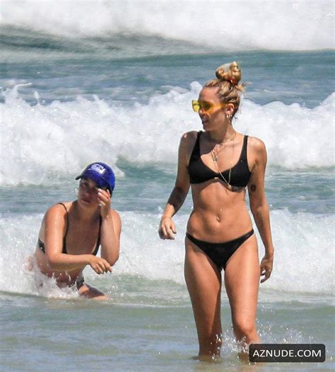Miley Cyrus Wears A Black Bikini At The Beach In Byron Bay Australia Aznude